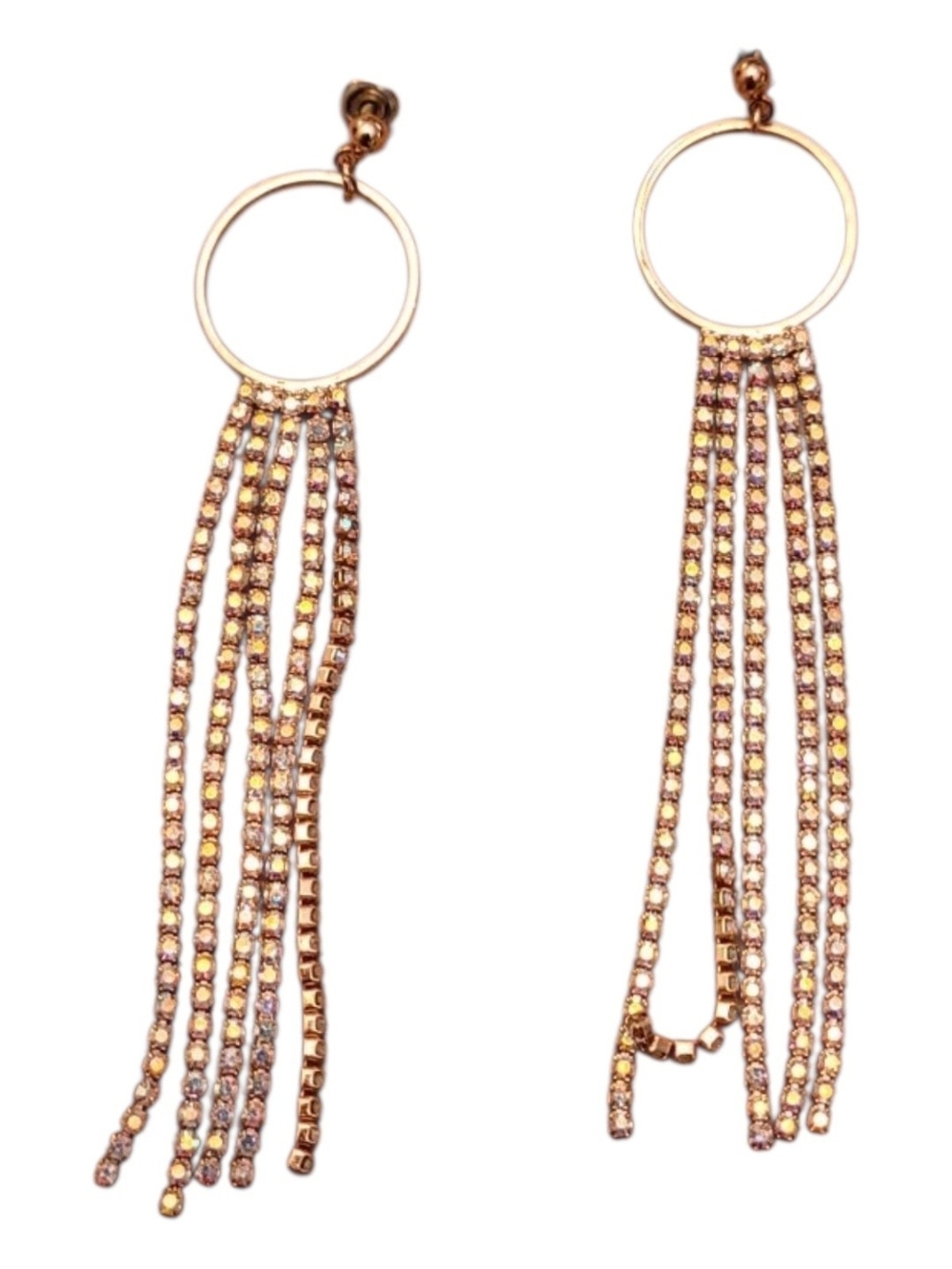 Gold-Tone Crystal Tassel Hoop Drop Earrings